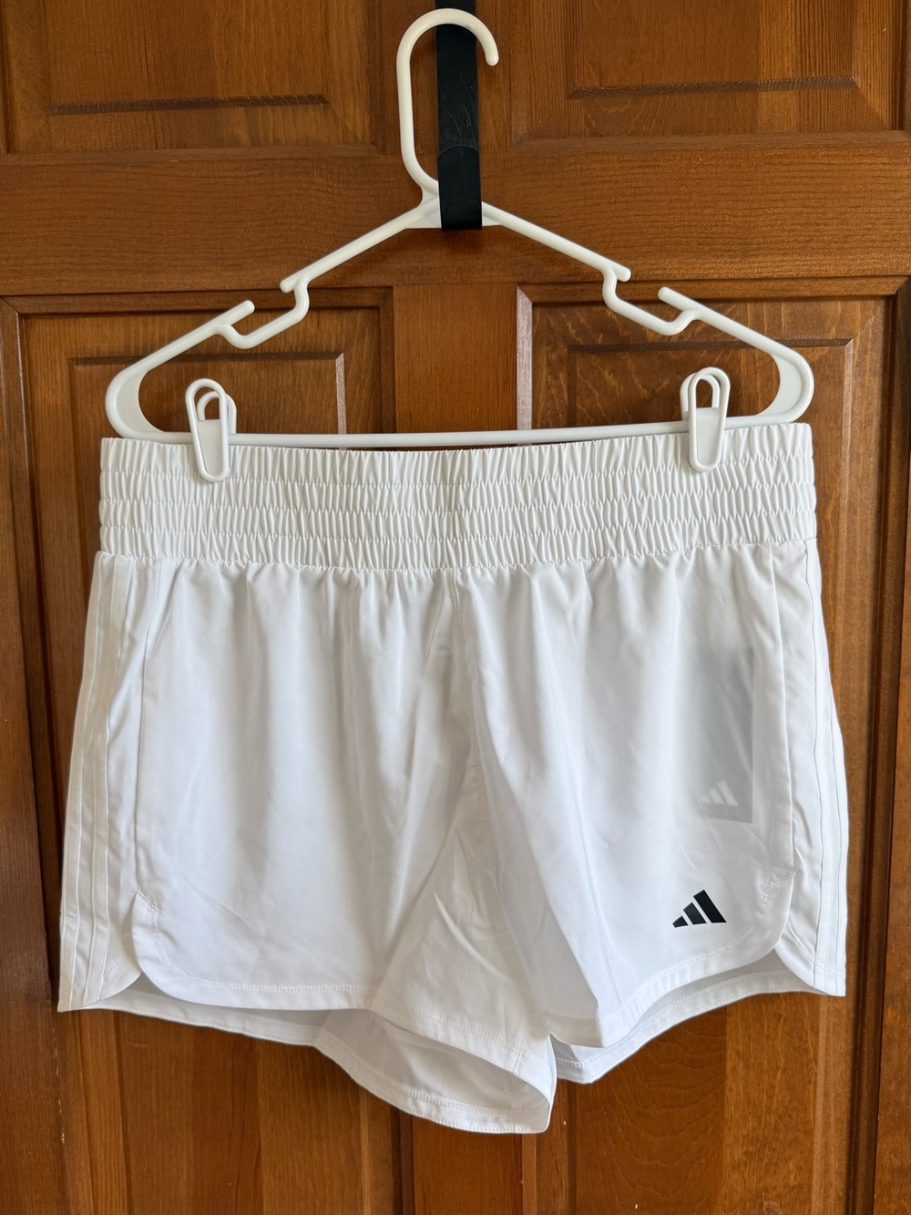 NWT‎ Adidas Pacer High Rise 3" Shorts White Aeroready Women's Large